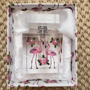 Flamingo Perfume Oil Glass Bottle HEAVY Hand Painted